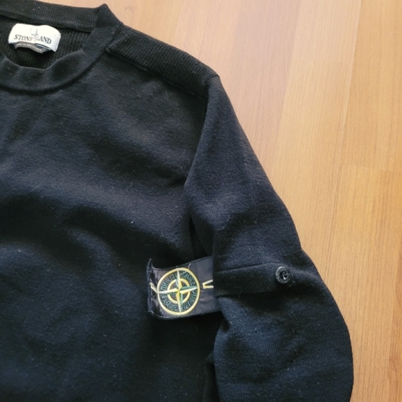 STONE ISLAND Mens Black Crew Neck Sweater Size XL Wool Blend Prep Academia Class - Picture 7 of 13